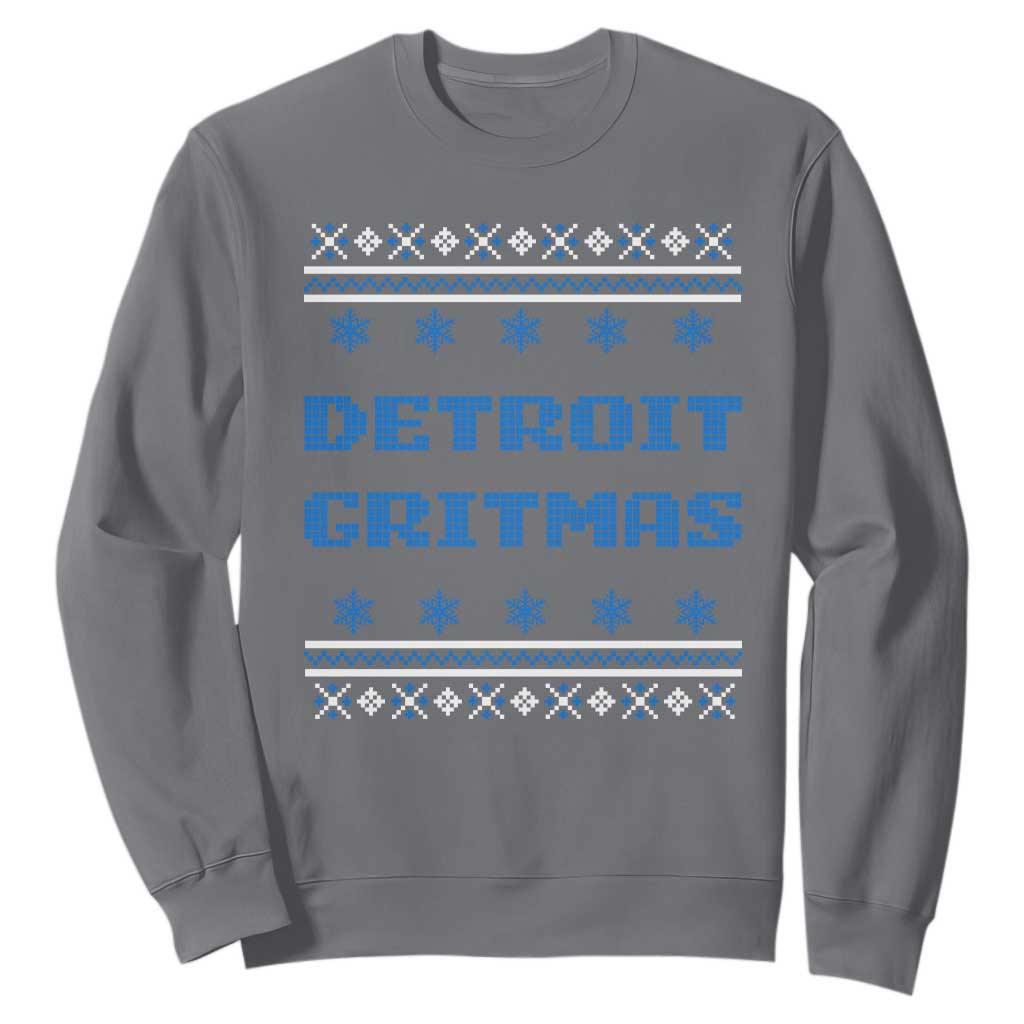 Detroit Ugly Christmas Sweatshirt Michigan 313 City TS10 Charcoal Print Your Wear