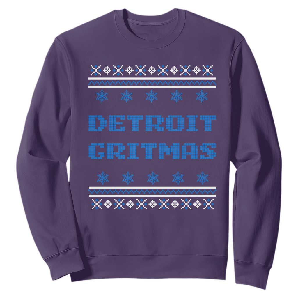 Detroit Ugly Christmas Sweatshirt Michigan 313 City TS10 Purple Print Your Wear