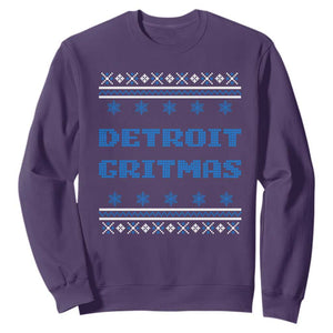 Detroit Ugly Christmas Sweatshirt Michigan 313 City TS10 Purple Print Your Wear