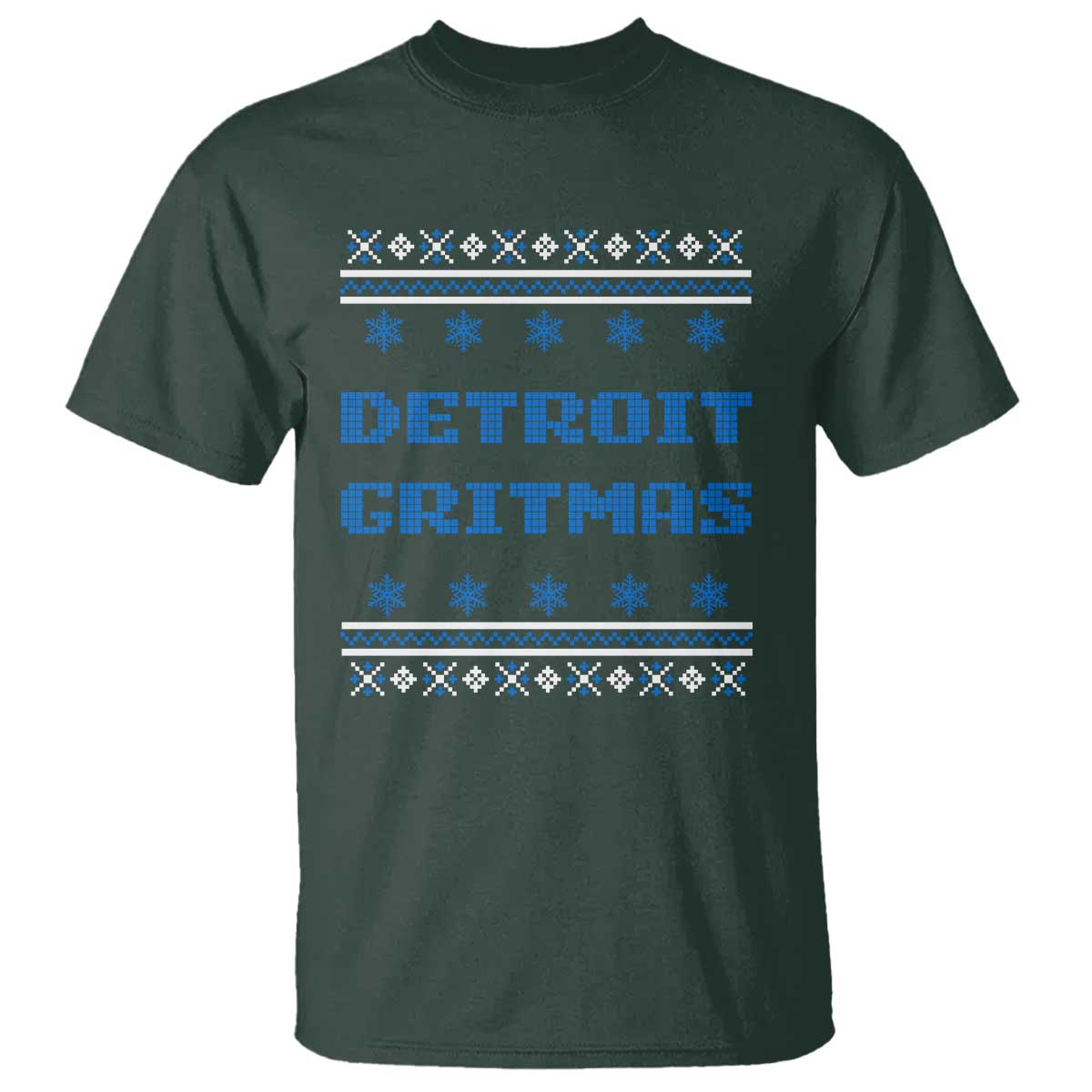 Detroit Ugly Christmas T Shirt Michigan 313 City TS10 Dark Forest Green Print Your Wear