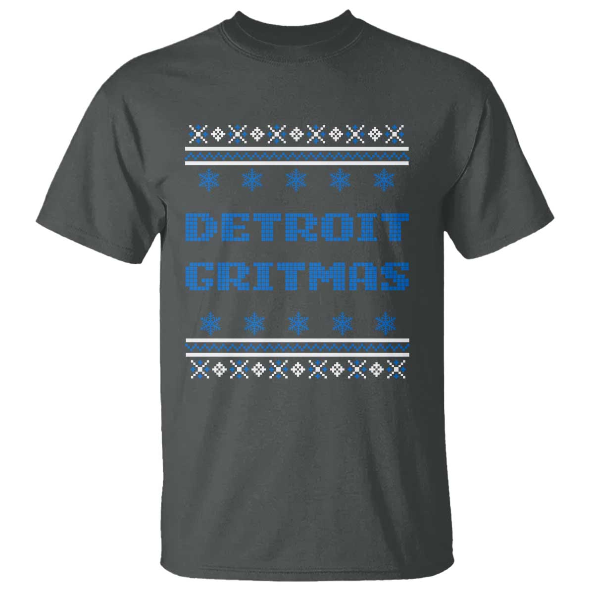 Detroit Ugly Christmas T Shirt Michigan 313 City TS10 Dark Heather Print Your Wear