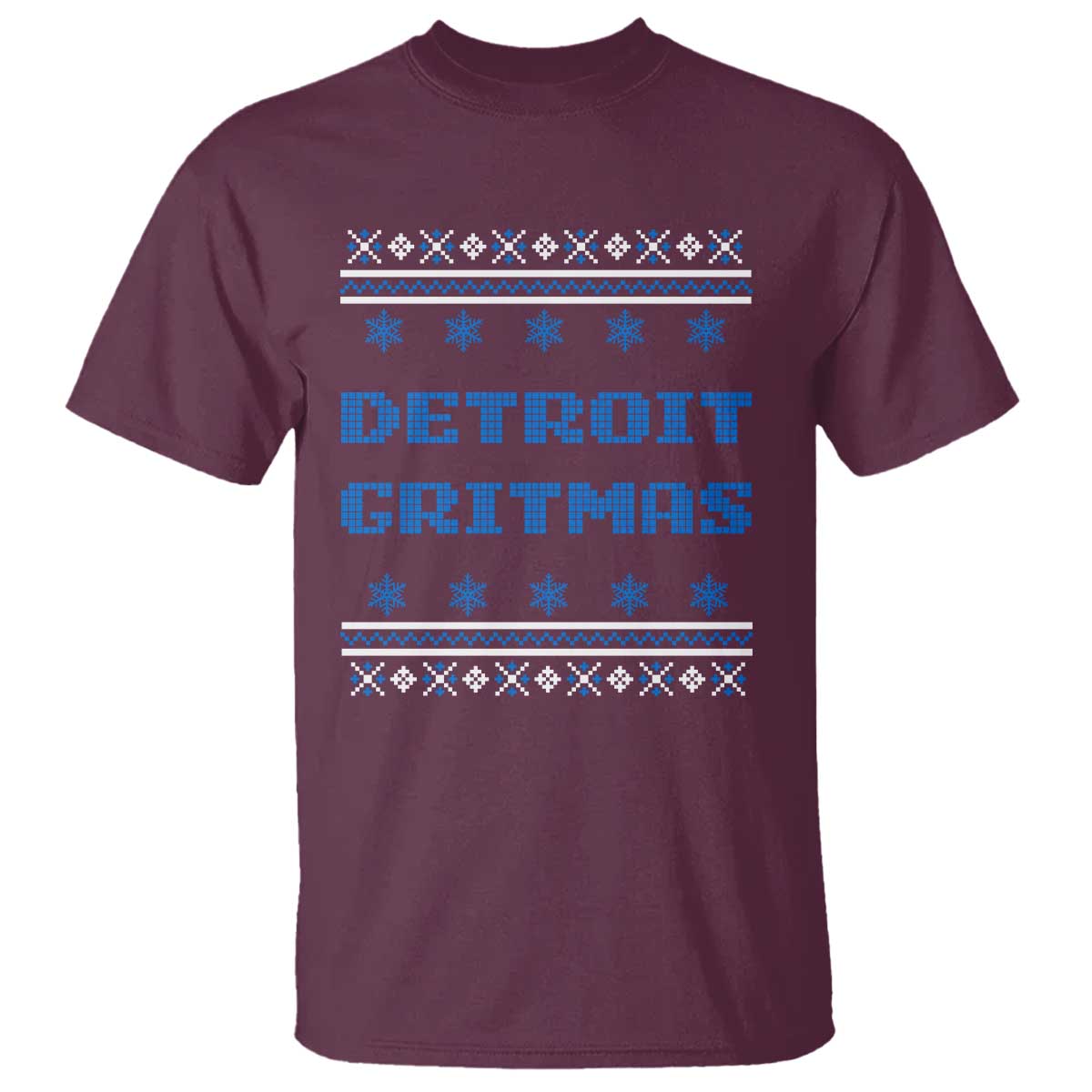 Detroit Ugly Christmas T Shirt Michigan 313 City TS10 Maroon Print Your Wear
