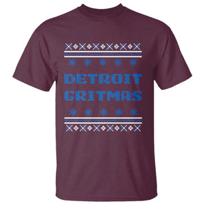 Detroit Ugly Christmas T Shirt Michigan 313 City TS10 Maroon Print Your Wear