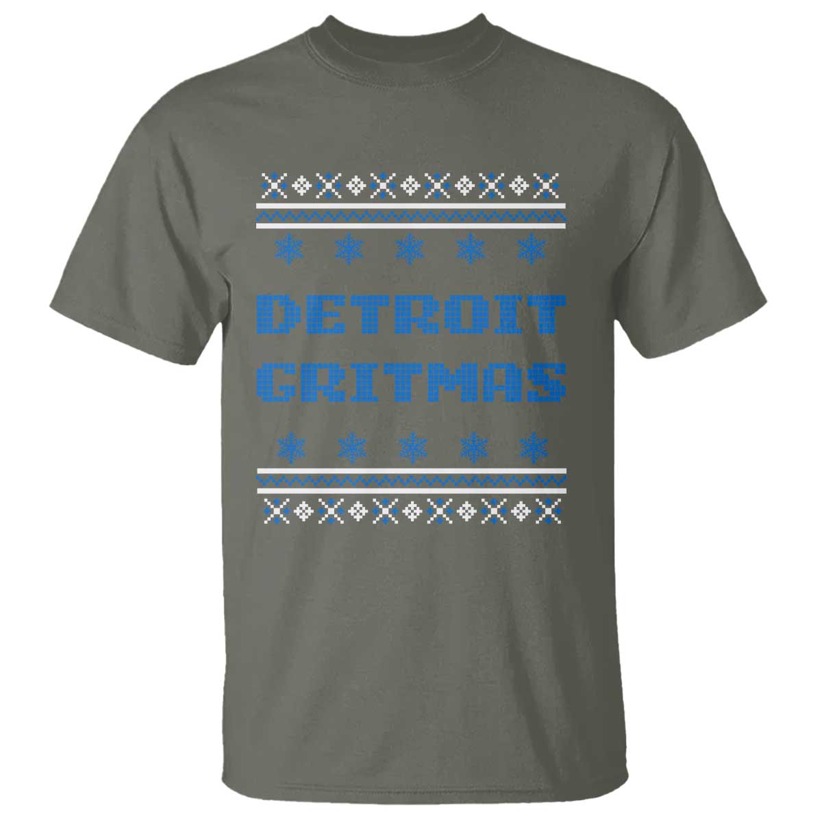 Detroit Ugly Christmas T Shirt Michigan 313 City TS10 Military Green Print Your Wear