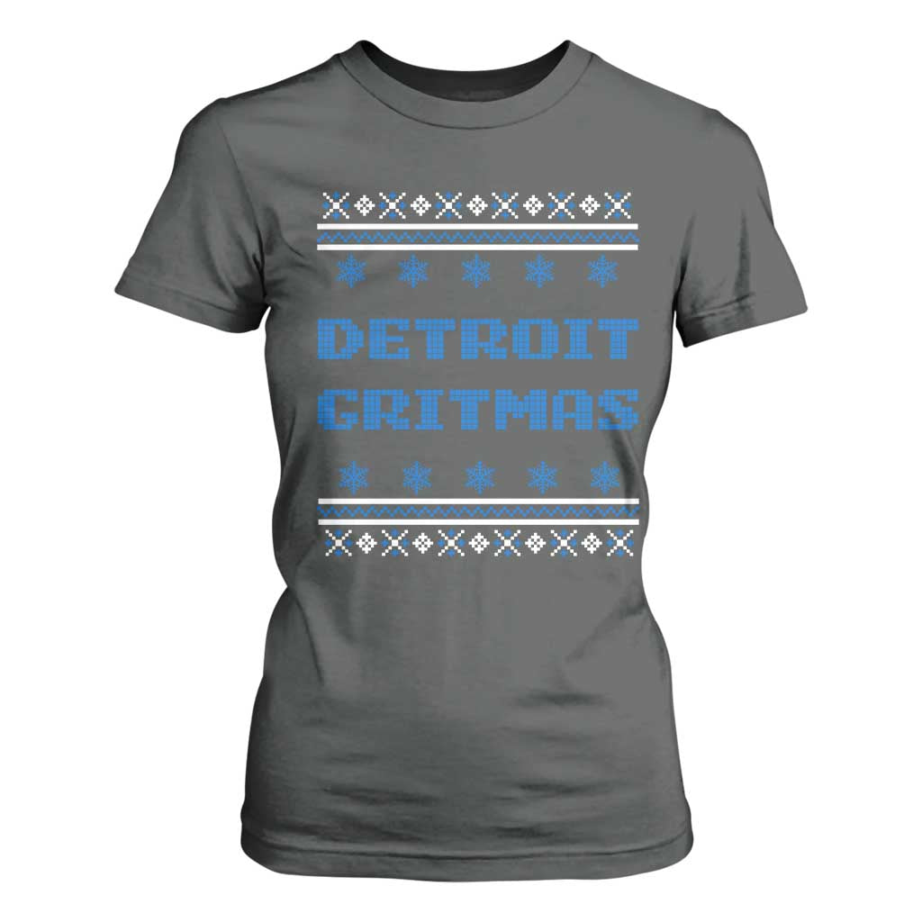 Detroit Ugly Christmas T Shirt For Women Michigan 313 City TS10 Dark Heather Print Your Wear