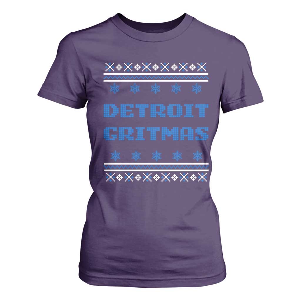 Detroit Ugly Christmas T Shirt For Women Michigan 313 City TS10 Purple Print Your Wear