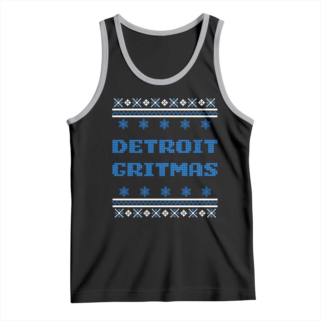 Detroit Ugly Christmas Tank Top Michigan 313 City TS10 Black Athletic Heather Print Your Wear