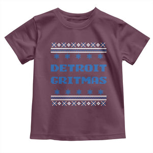 Detroit Ugly Christmas Toddler T Shirt Michigan 313 City TS10 Maroon Print Your Wear
