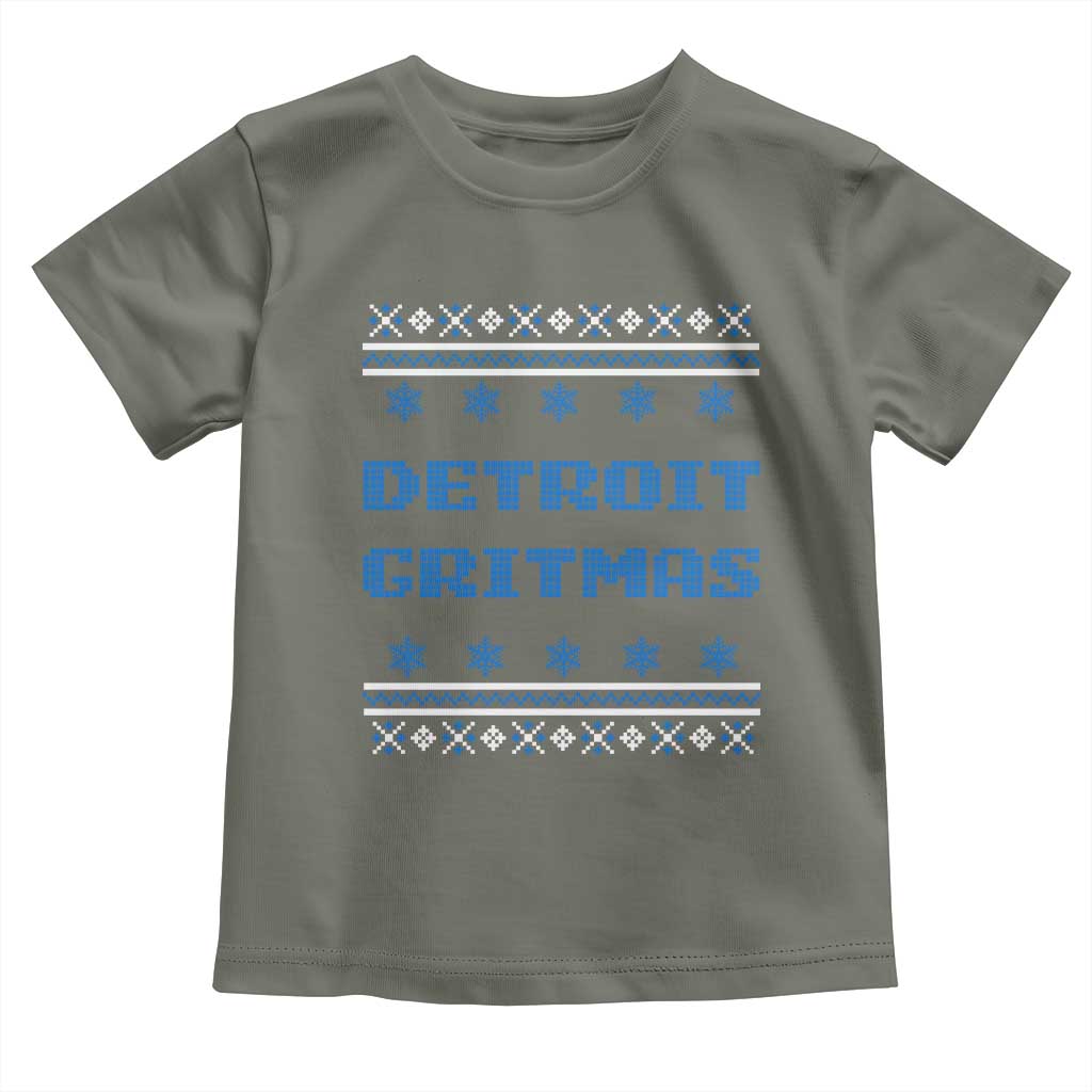 Detroit Ugly Christmas Toddler T Shirt Michigan 313 City TS10 Military Green Print Your Wear