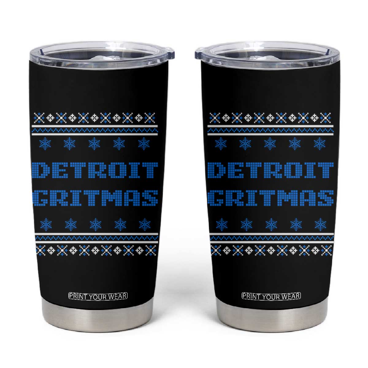 Detroit Ugly Christmas Tumbler Cup Michigan 313 City TS10 Black Print Your Wear
