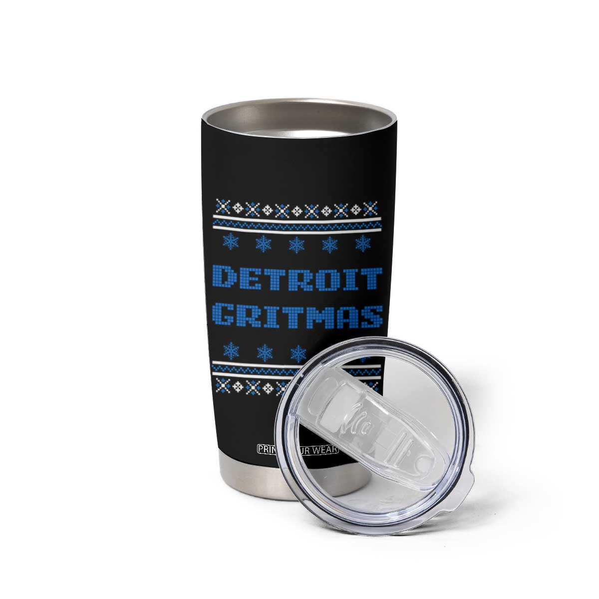 Detroit Ugly Christmas Tumbler Cup Michigan 313 City TS10 Print Your Wear