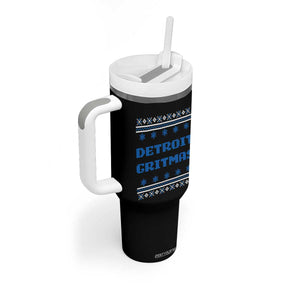 Detroit Ugly Christmas Tumbler With Handle Michigan 313 City TS10 Print Your Wear