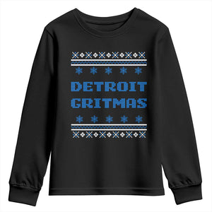 Detroit Ugly Christmas Youth Sweatshirt Michigan 313 City TS10 Black Print Your Wear