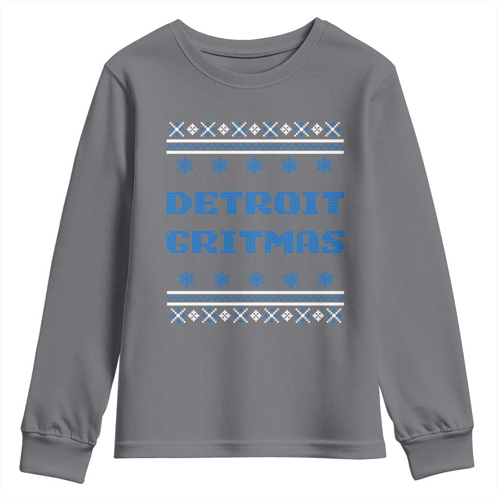 Detroit Ugly Christmas Youth Sweatshirt Michigan 313 City TS10 Charcoal Print Your Wear