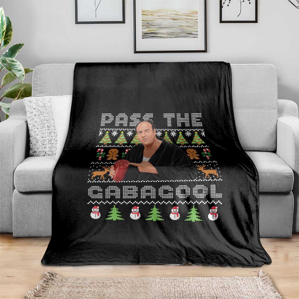 Christmas Pass The Gabagool Throw Blanket Retro TV Show Funny Ugly Xmas TS10 Print Your Wear