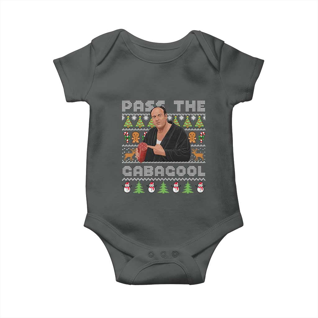 Christmas Pass The Gabagool Baby Onesie Retro TV Show Funny Ugly Xmas TS10 Dark Heather Print Your Wear