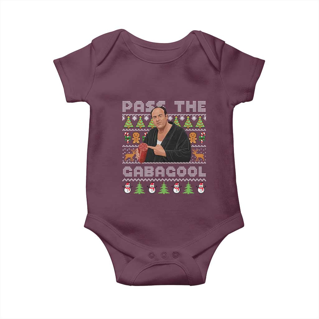Christmas Pass The Gabagool Baby Onesie Retro TV Show Funny Ugly Xmas TS10 Maroon Print Your Wear
