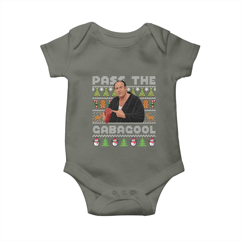 Christmas Pass The Gabagool Baby Onesie Retro TV Show Funny Ugly Xmas TS10 Military Green Print Your Wear