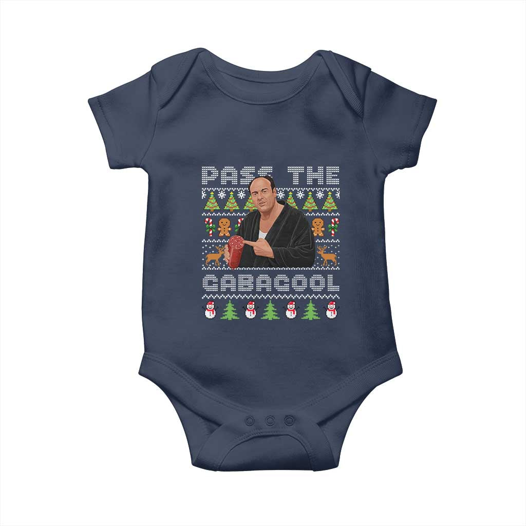 Christmas Pass The Gabagool Baby Onesie Retro TV Show Funny Ugly Xmas TS10 Navy Print Your Wear