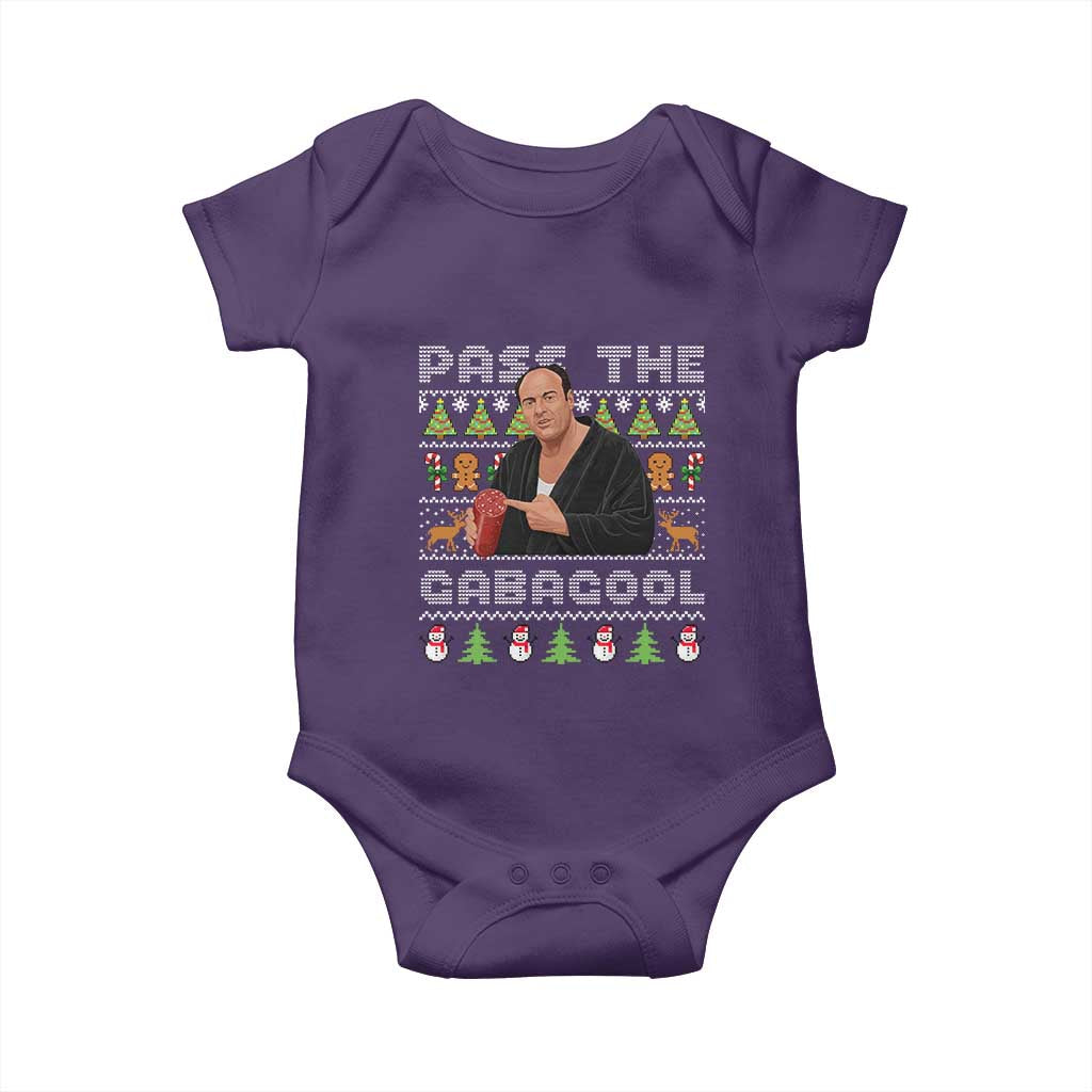 Christmas Pass The Gabagool Baby Onesie Retro TV Show Funny Ugly Xmas TS10 Purple Print Your Wear