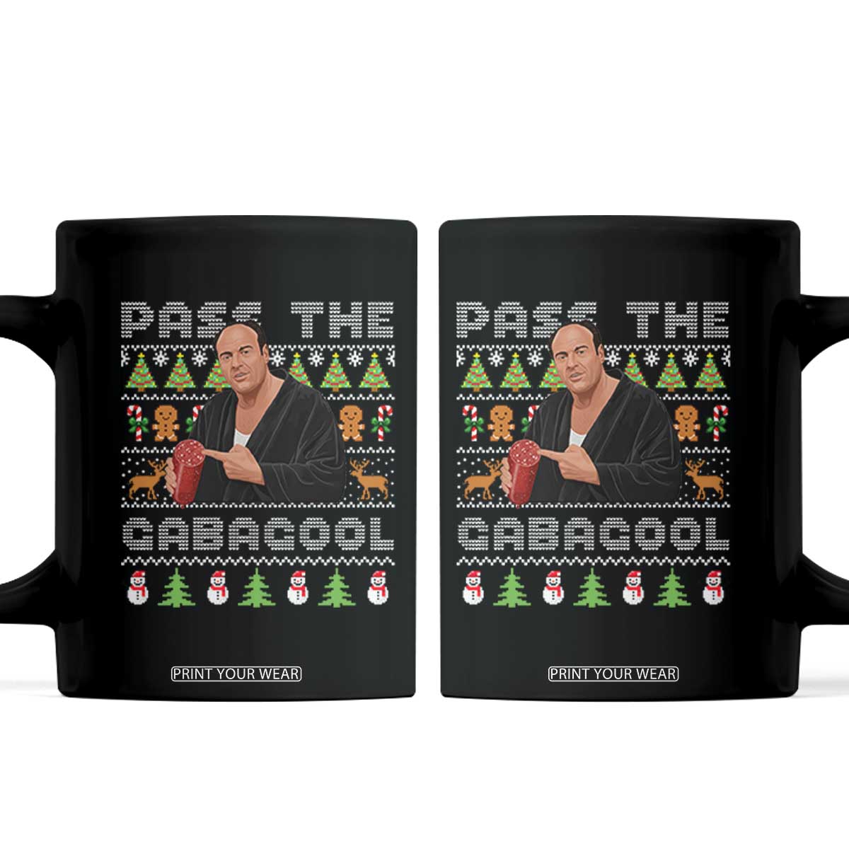 Christmas Pass The Gabagool Coffee Mug Retro TV Show Funny Ugly Xmas TS10 Black Print Your Wear