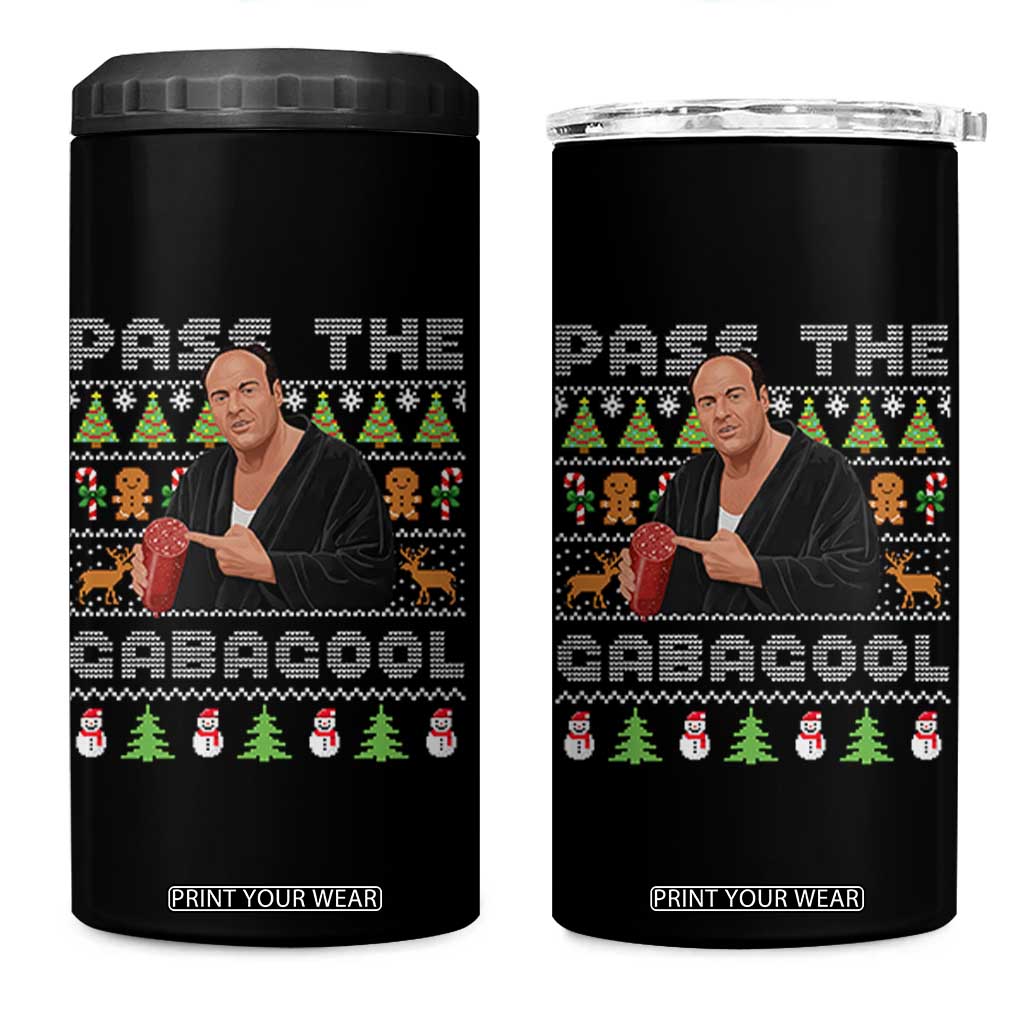 Christmas Pass The Gabagool 4 in 1 Can Cooler Tumbler Retro TV Show Funny Ugly Xmas TS10 One Size: 16 oz Black Print Your Wear