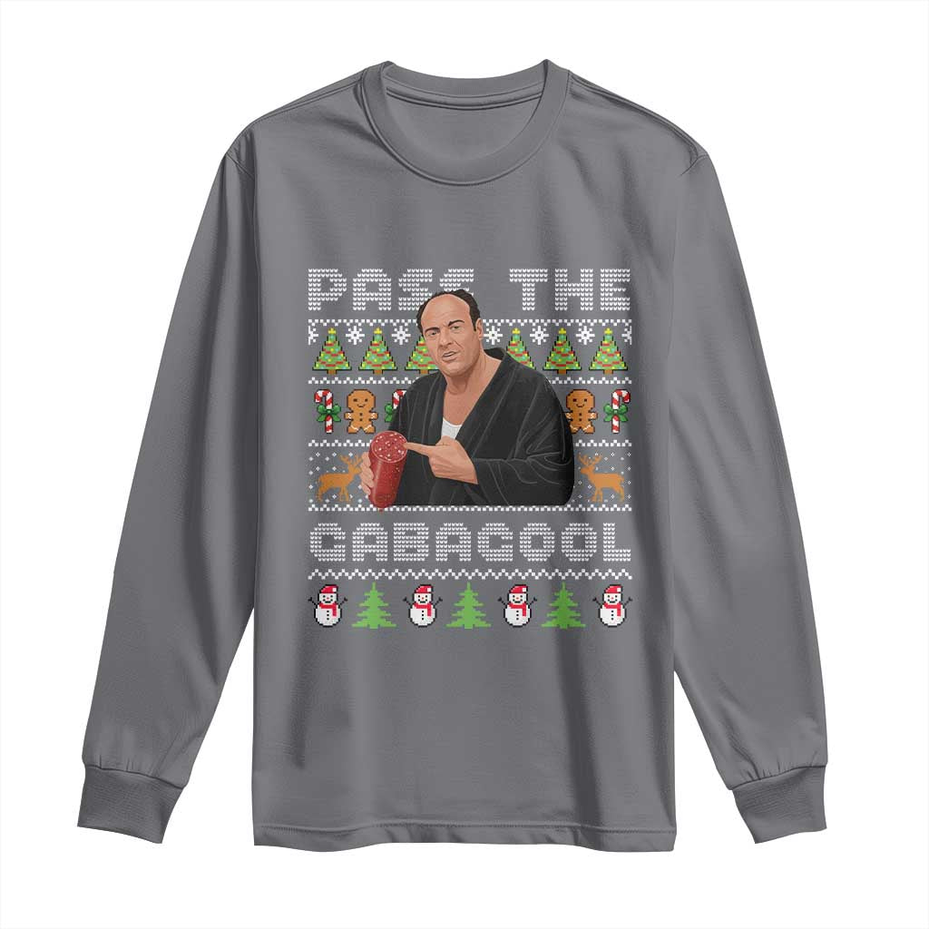 Christmas Pass The Gabagool Long Sleeve Shirt Retro TV Show Funny Ugly Xmas TS10 Charcoal Print Your Wear