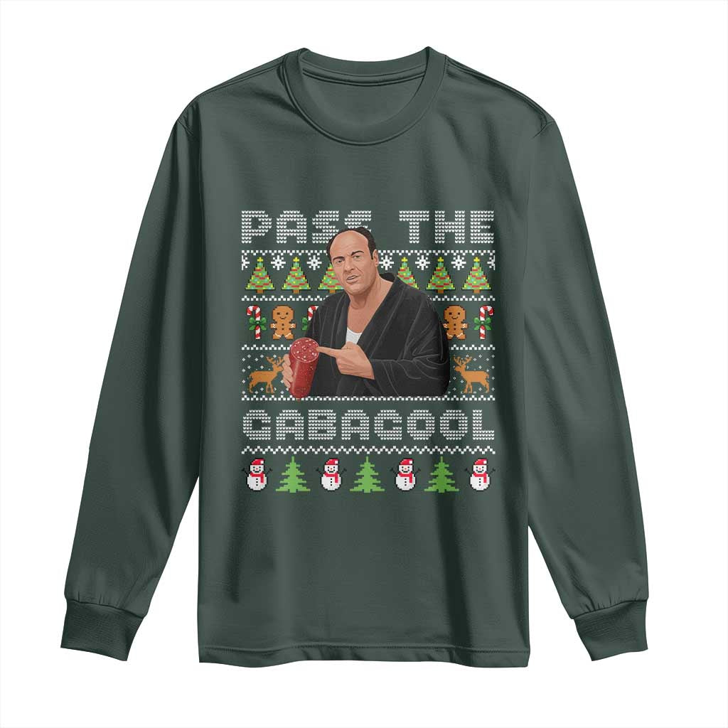 Christmas Pass The Gabagool Long Sleeve Shirt Retro TV Show Funny Ugly Xmas TS10 Dark Forest Green Print Your Wear