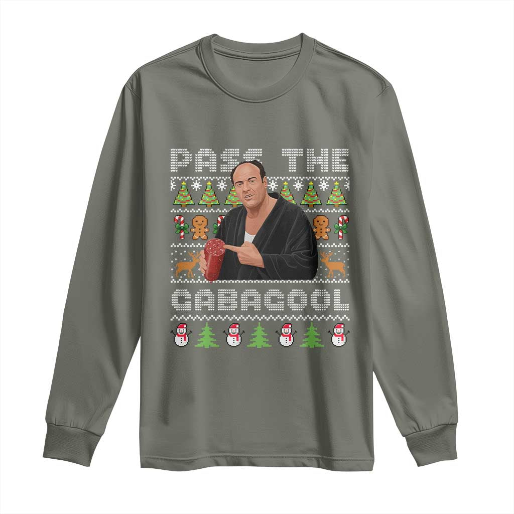 Christmas Pass The Gabagool Long Sleeve Shirt Retro TV Show Funny Ugly Xmas TS10 Military Green Print Your Wear