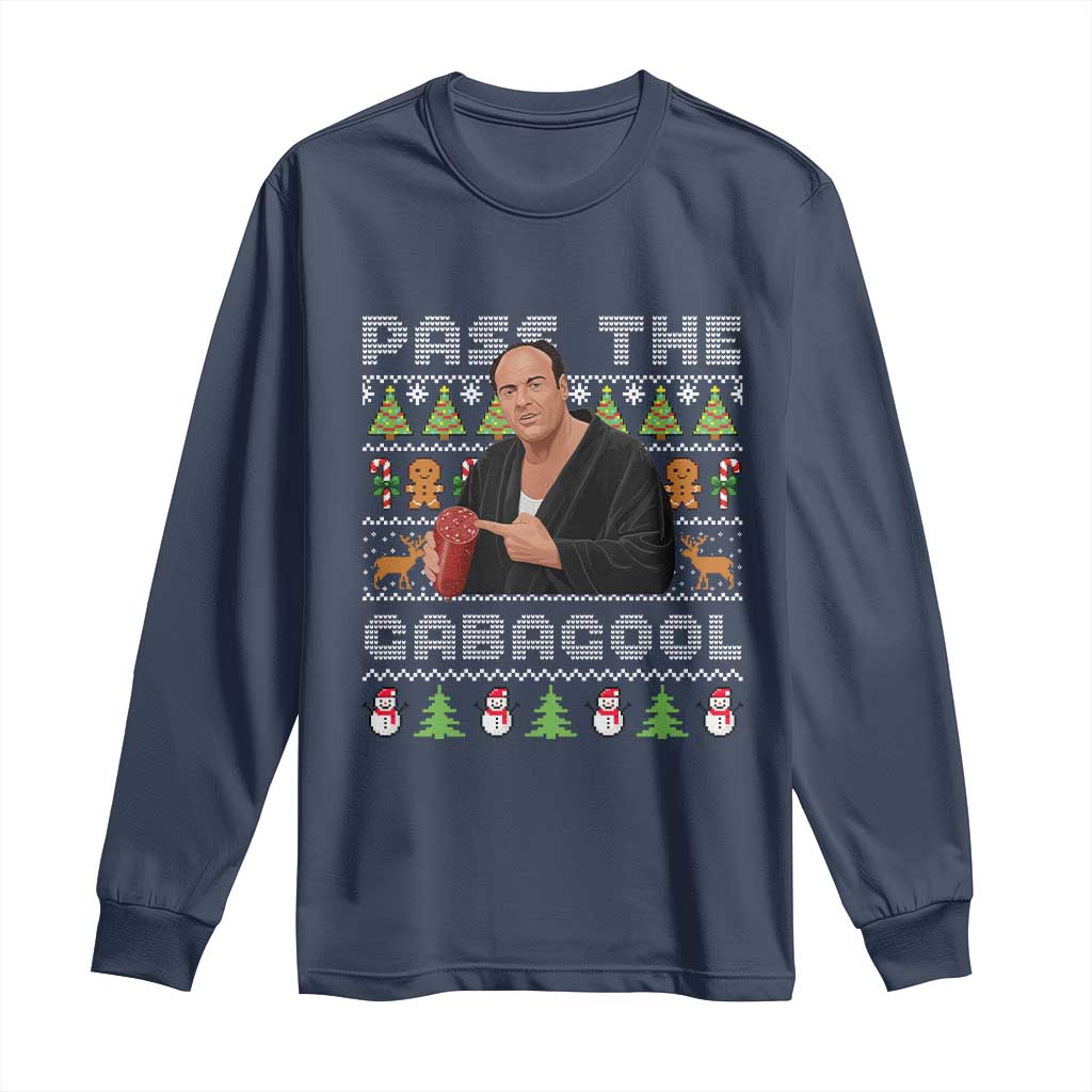 Christmas Pass The Gabagool Long Sleeve Shirt Retro TV Show Funny Ugly Xmas TS10 Navy Print Your Wear