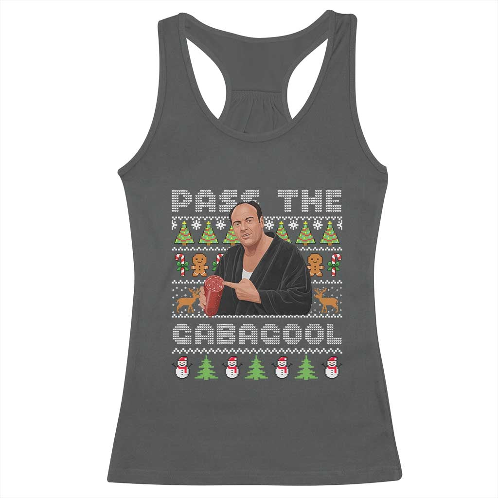 Christmas Pass The Gabagool Racerback Tank Top Retro TV Show Funny Ugly Xmas TS10 Dark Heather Print Your Wear