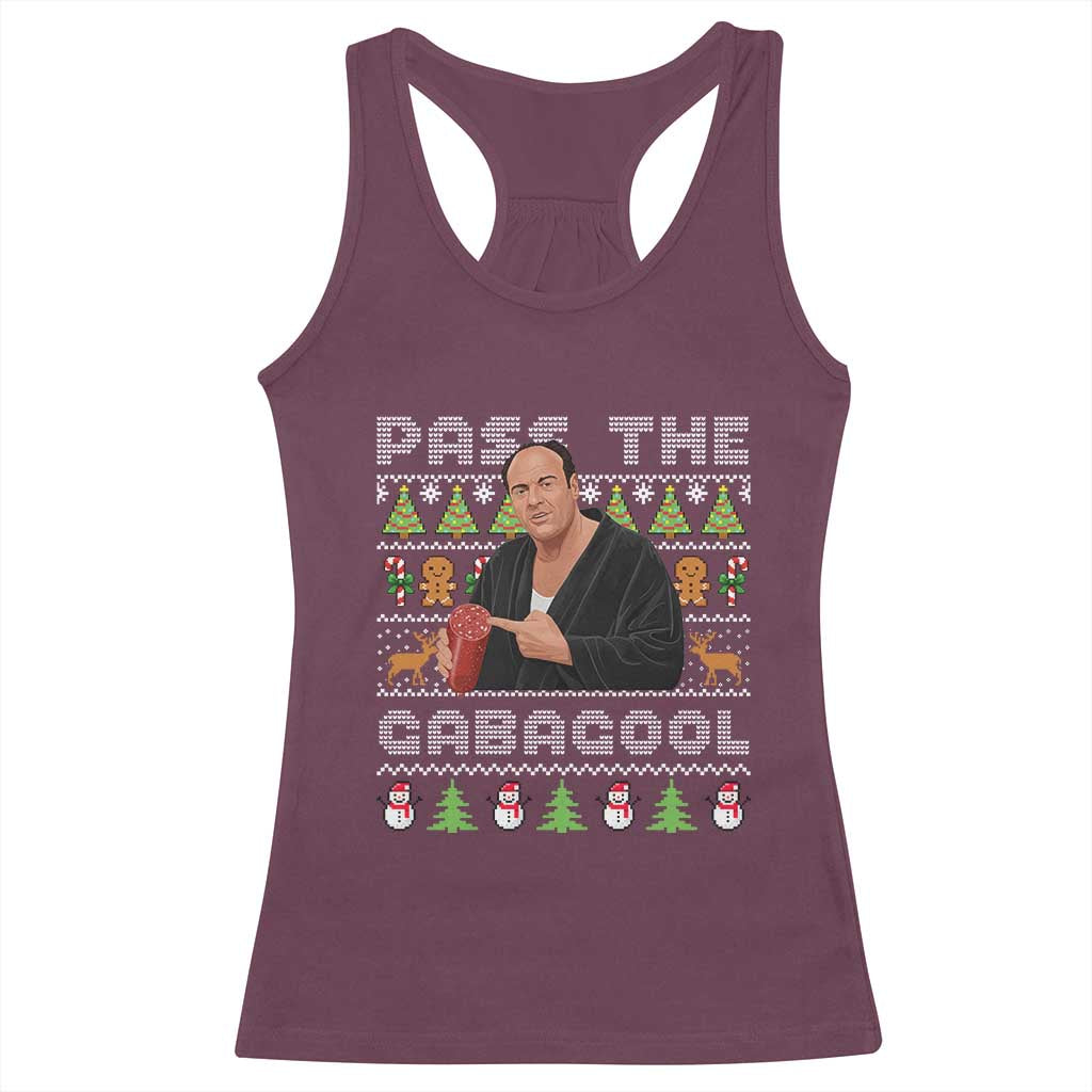 Christmas Pass The Gabagool Racerback Tank Top Retro TV Show Funny Ugly Xmas TS10 Maroon Print Your Wear