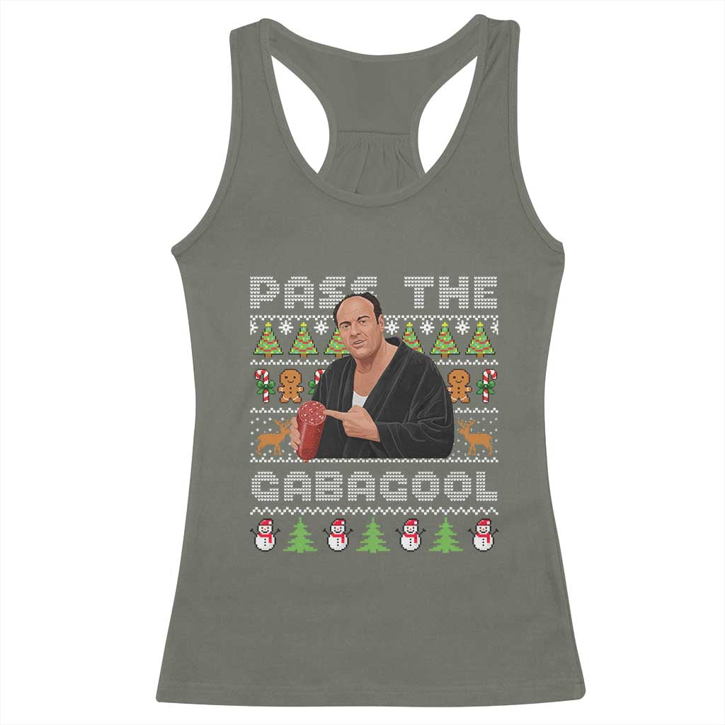 Christmas Pass The Gabagool Racerback Tank Top Retro TV Show Funny Ugly Xmas TS10 Military Green Print Your Wear