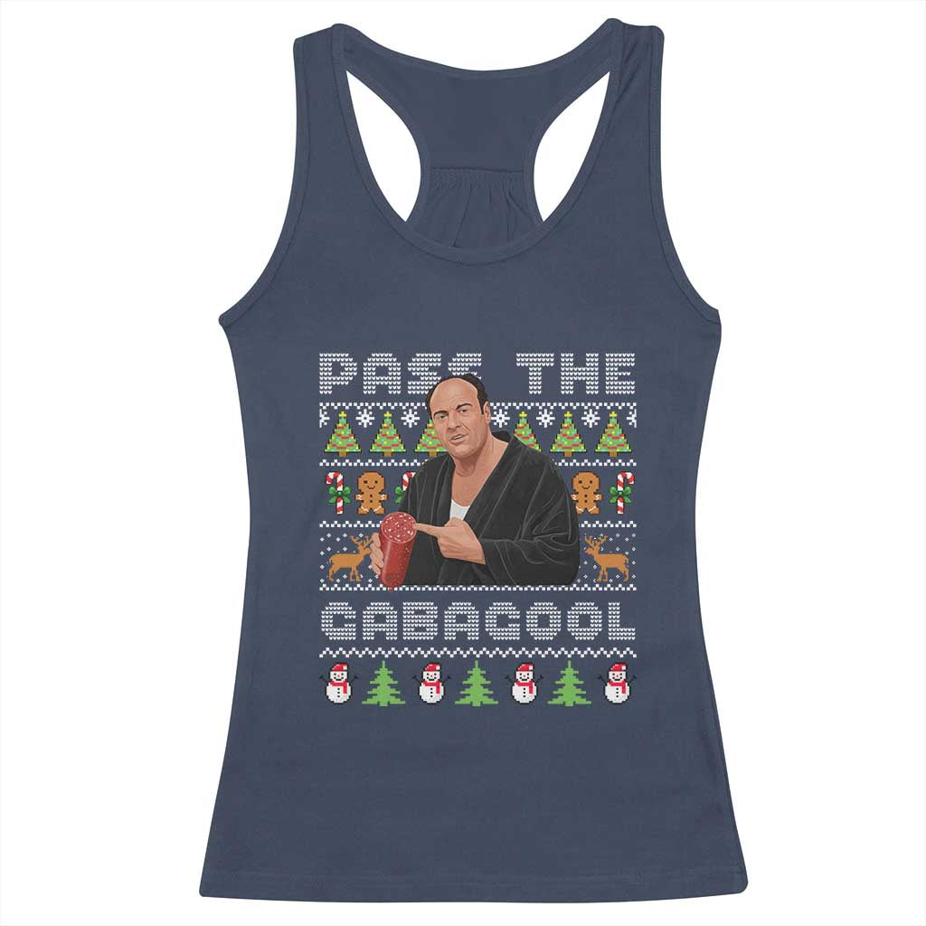 Christmas Pass The Gabagool Racerback Tank Top Retro TV Show Funny Ugly Xmas TS10 Navy Print Your Wear