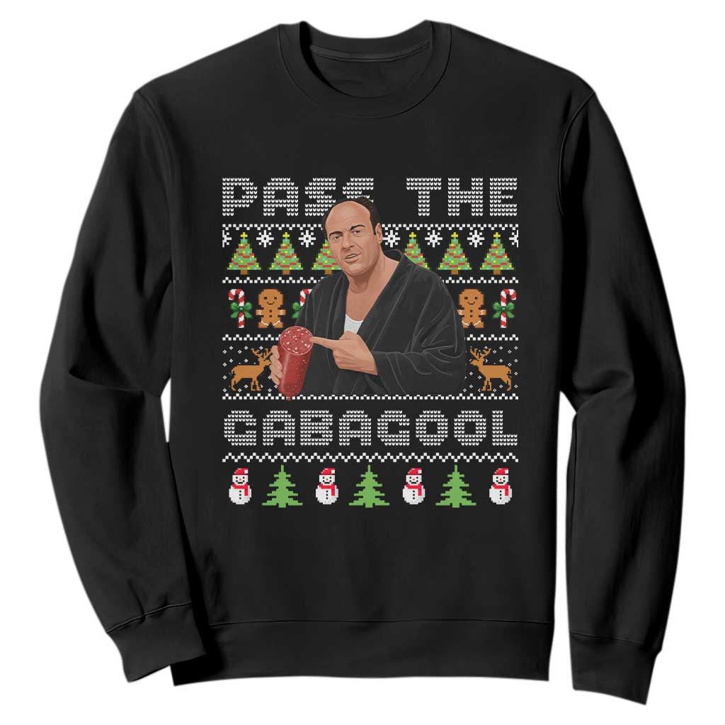 Christmas Pass The Gabagool Sweatshirt Retro TV Show Funny Ugly Xmas TS10 Black Print Your Wear
