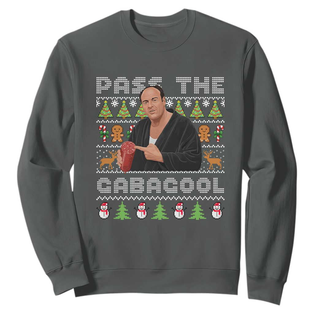 Christmas Pass The Gabagool Sweatshirt Retro TV Show Funny Ugly Xmas TS10 Dark Heather Print Your Wear