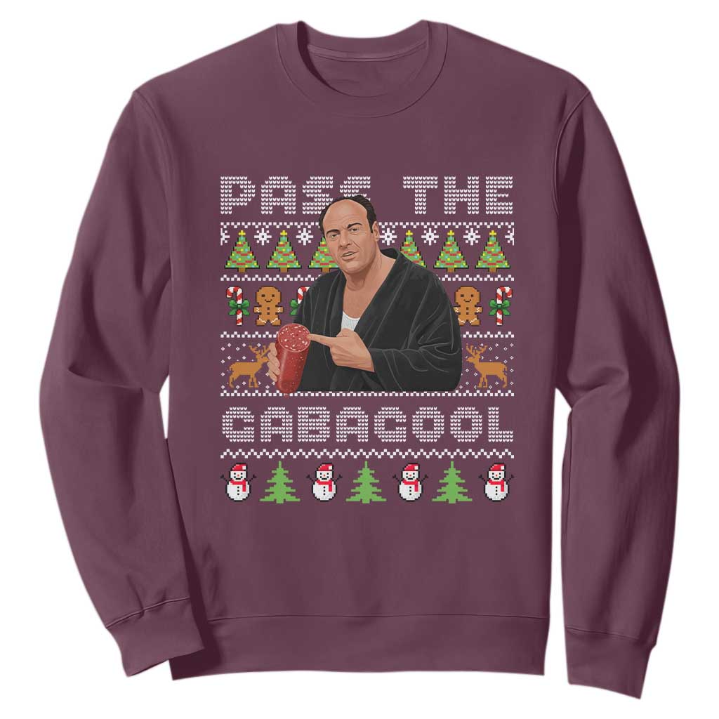 Christmas Pass The Gabagool Sweatshirt Retro TV Show Funny Ugly Xmas TS10 Maroon Print Your Wear