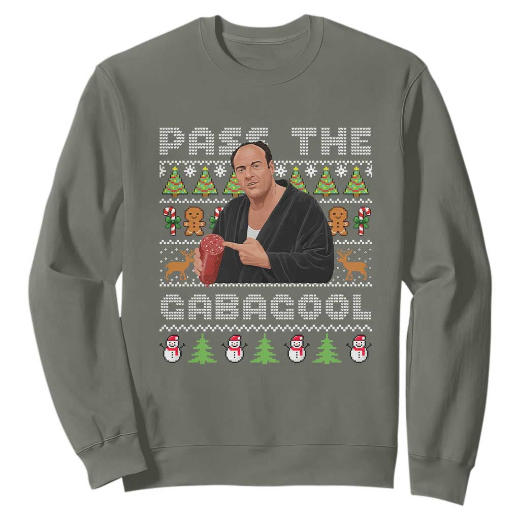 Christmas Pass The Gabagool Sweatshirt Retro TV Show Funny Ugly Xmas TS10 Military Green Print Your Wear