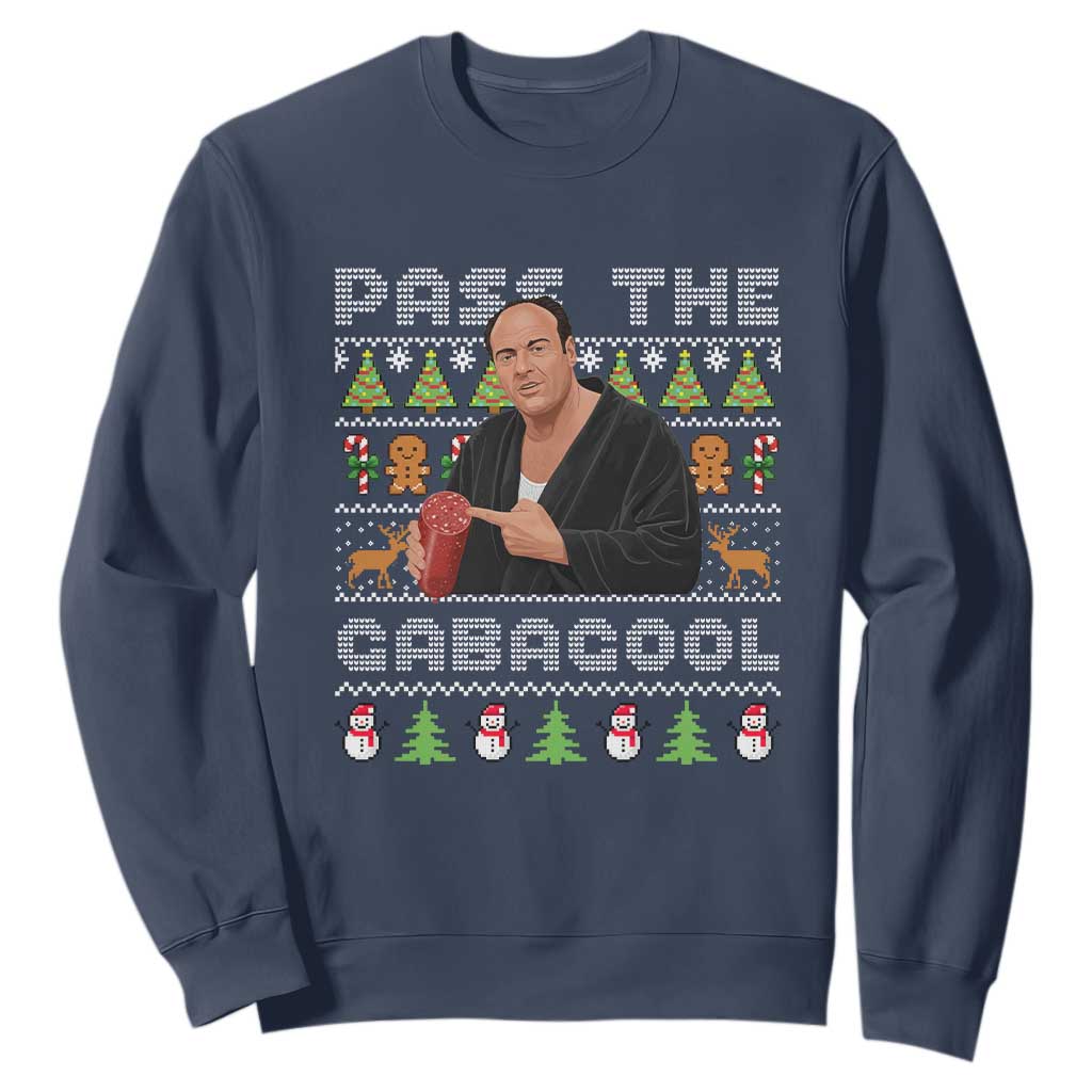 Christmas Pass The Gabagool Sweatshirt Retro TV Show Funny Ugly Xmas TS10 Navy Print Your Wear