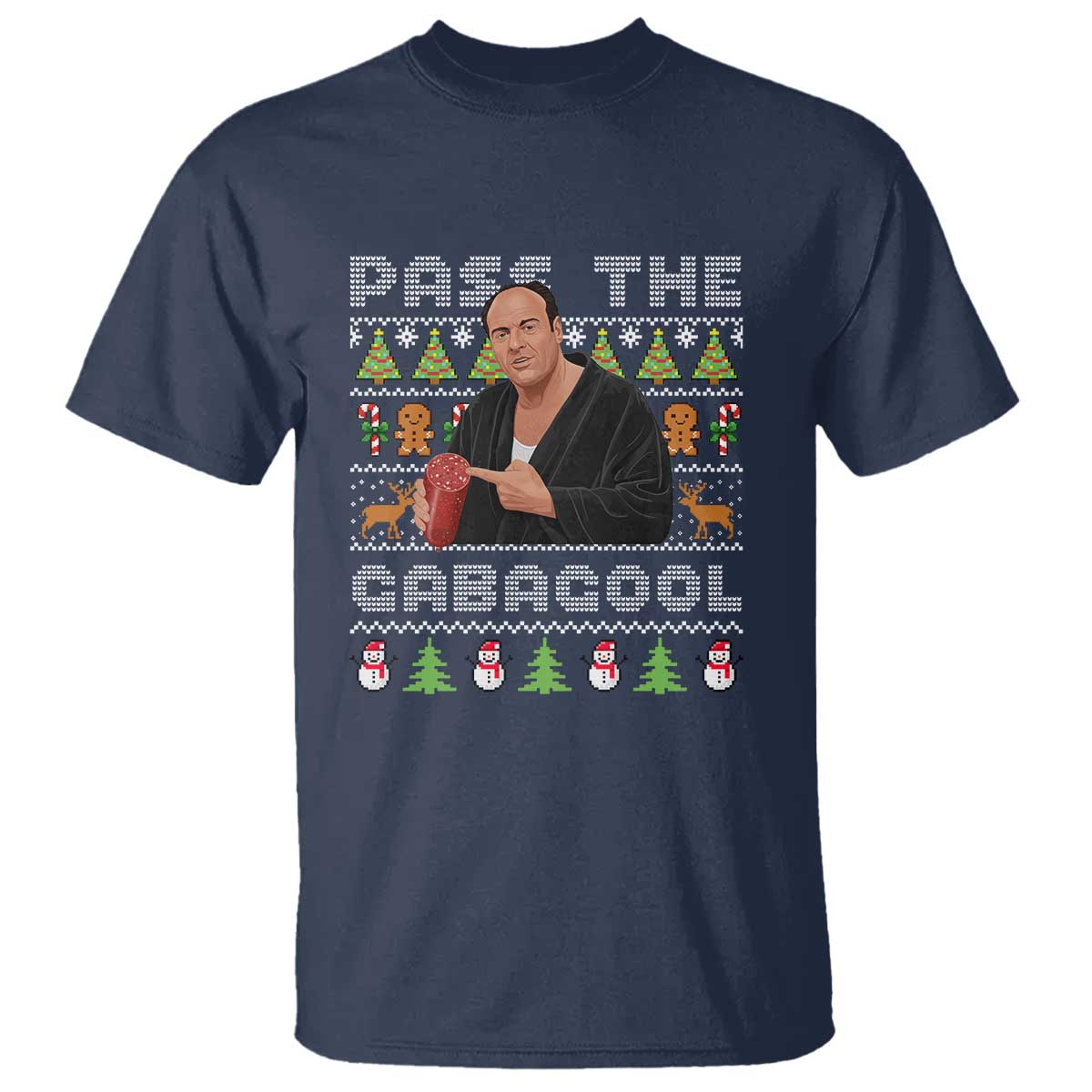 Christmas Pass The Gabagool T Shirt Retro TV Show Funny Ugly Xmas TS10 Navy Print Your Wear