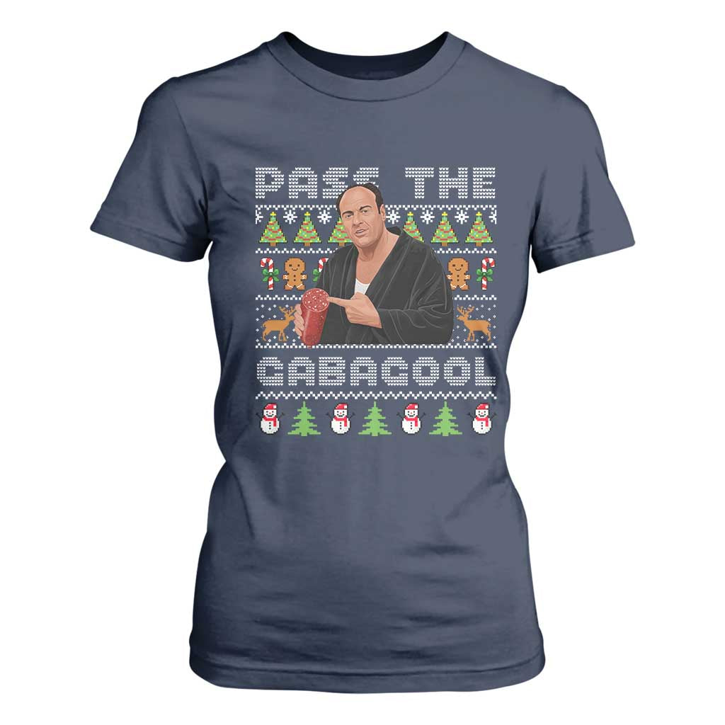 Christmas Pass The Gabagool T Shirt For Women Retro TV Show Funny Ugly Xmas TS10 Navy Print Your Wear