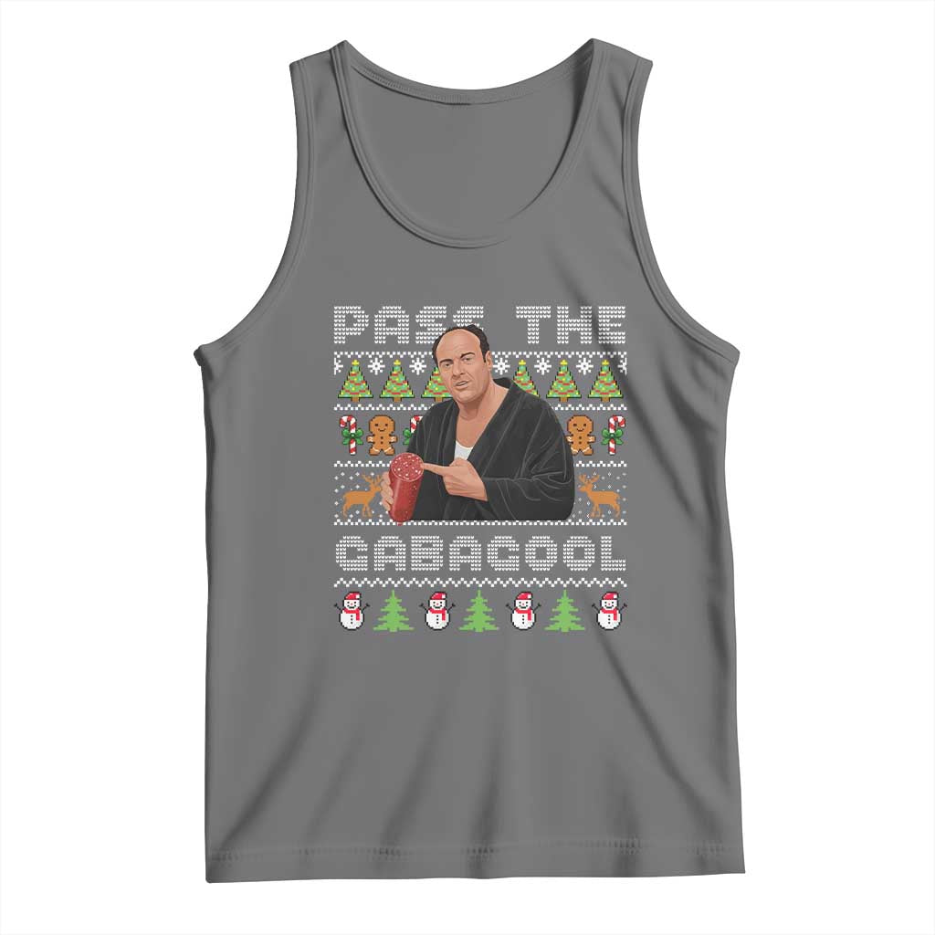 Christmas Pass The Gabagool Tank Top Retro TV Show Funny Ugly Xmas TS10 Black Heather Print Your Wear