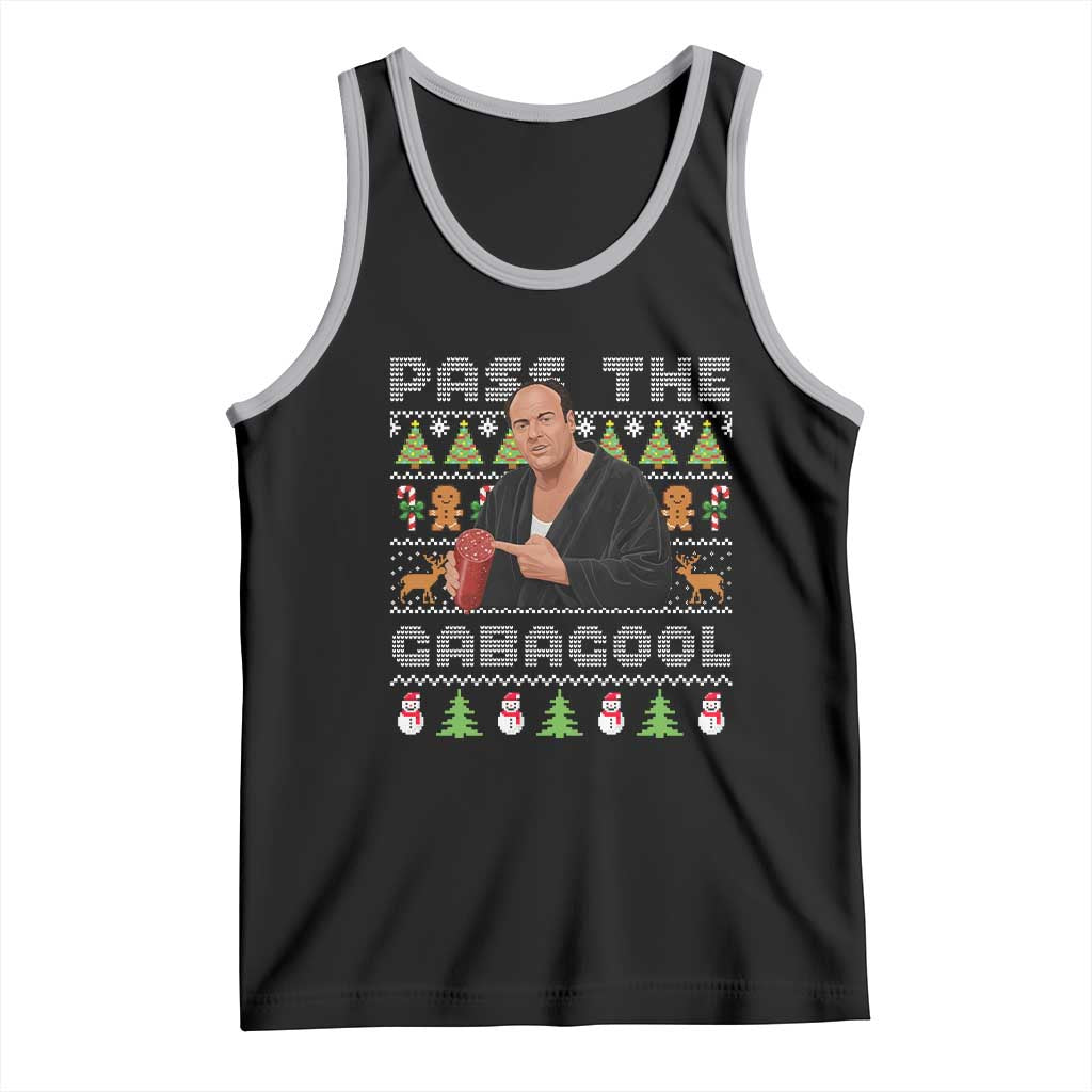 Christmas Pass The Gabagool Tank Top Retro TV Show Funny Ugly Xmas TS10 Black Athletic Heather Print Your Wear