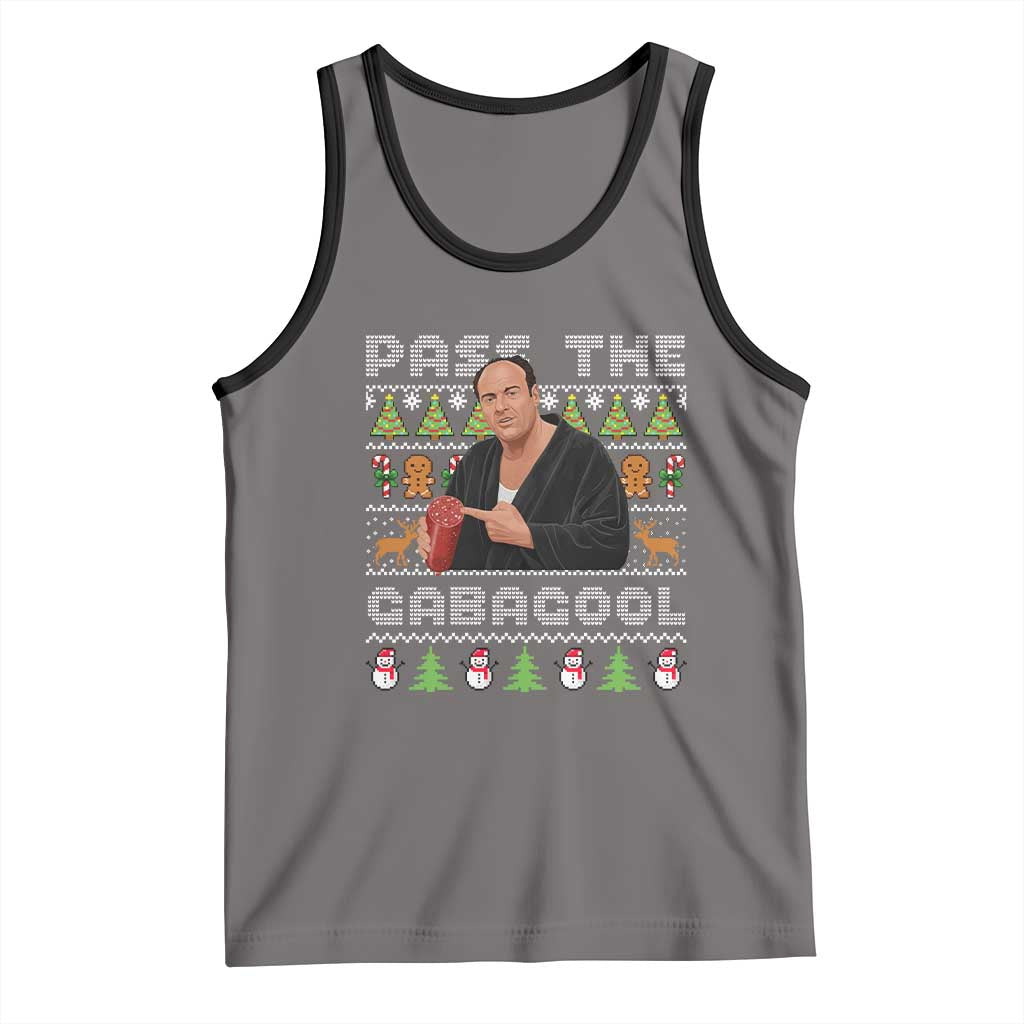 Christmas Pass The Gabagool Tank Top Retro TV Show Funny Ugly Xmas TS10 Deep Heather Black Print Your Wear