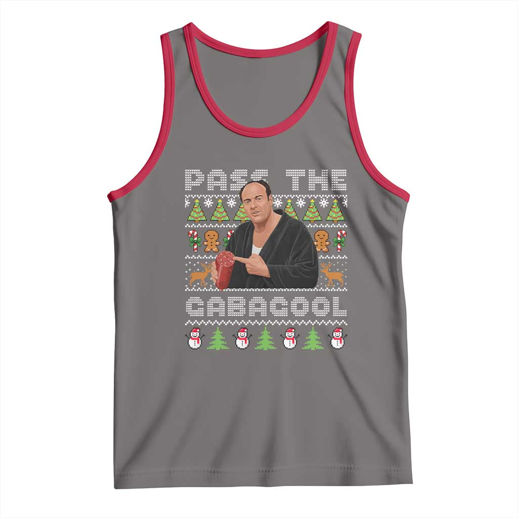 Christmas Pass The Gabagool Tank Top Retro TV Show Funny Ugly Xmas TS10 Deep Heather Red Print Your Wear
