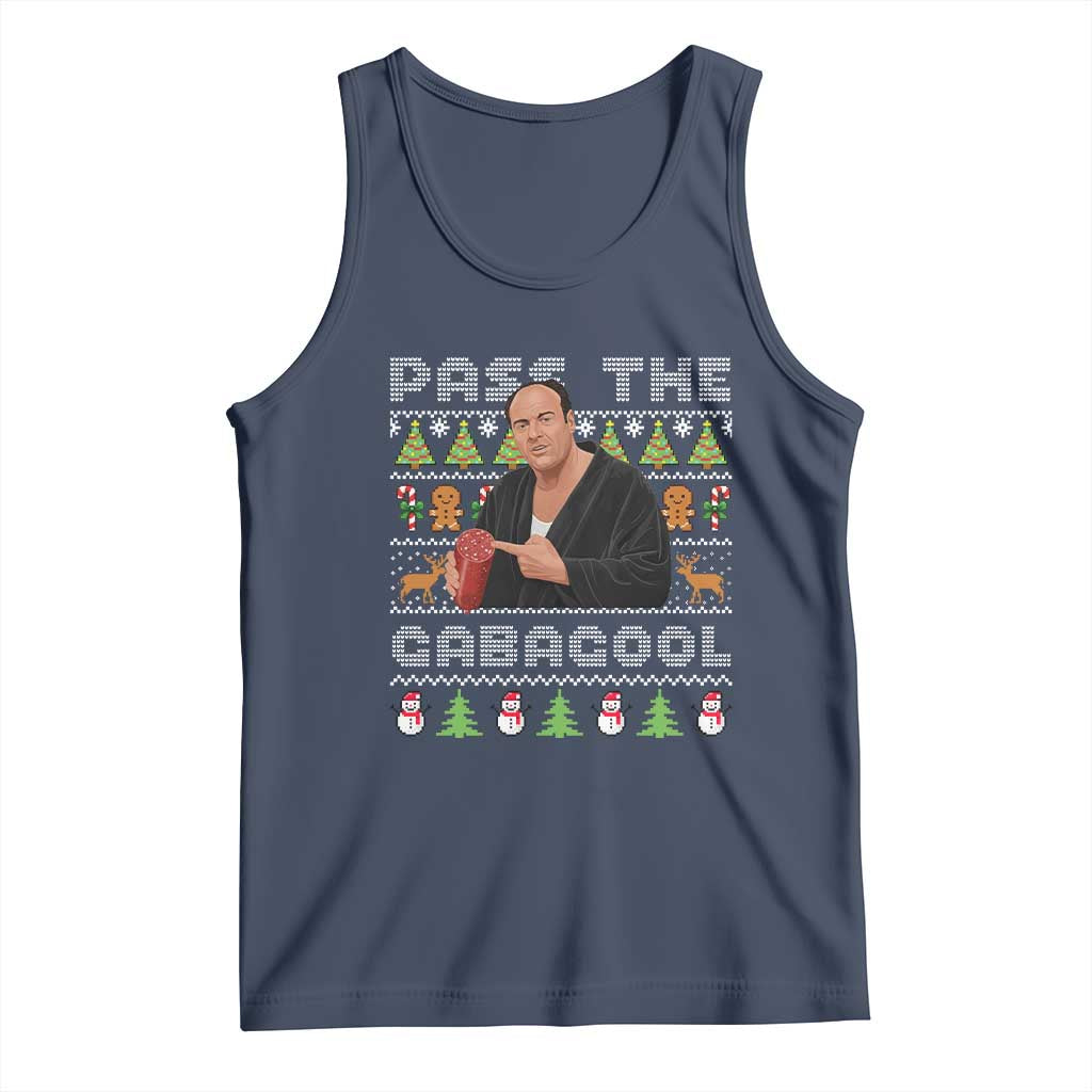 Christmas Pass The Gabagool Tank Top Retro TV Show Funny Ugly Xmas TS10 Navy Print Your Wear