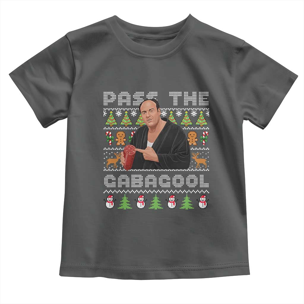 Christmas Pass The Gabagool Toddler T Shirt Retro TV Show Funny Ugly Xmas TS10 Dark Heather Print Your Wear