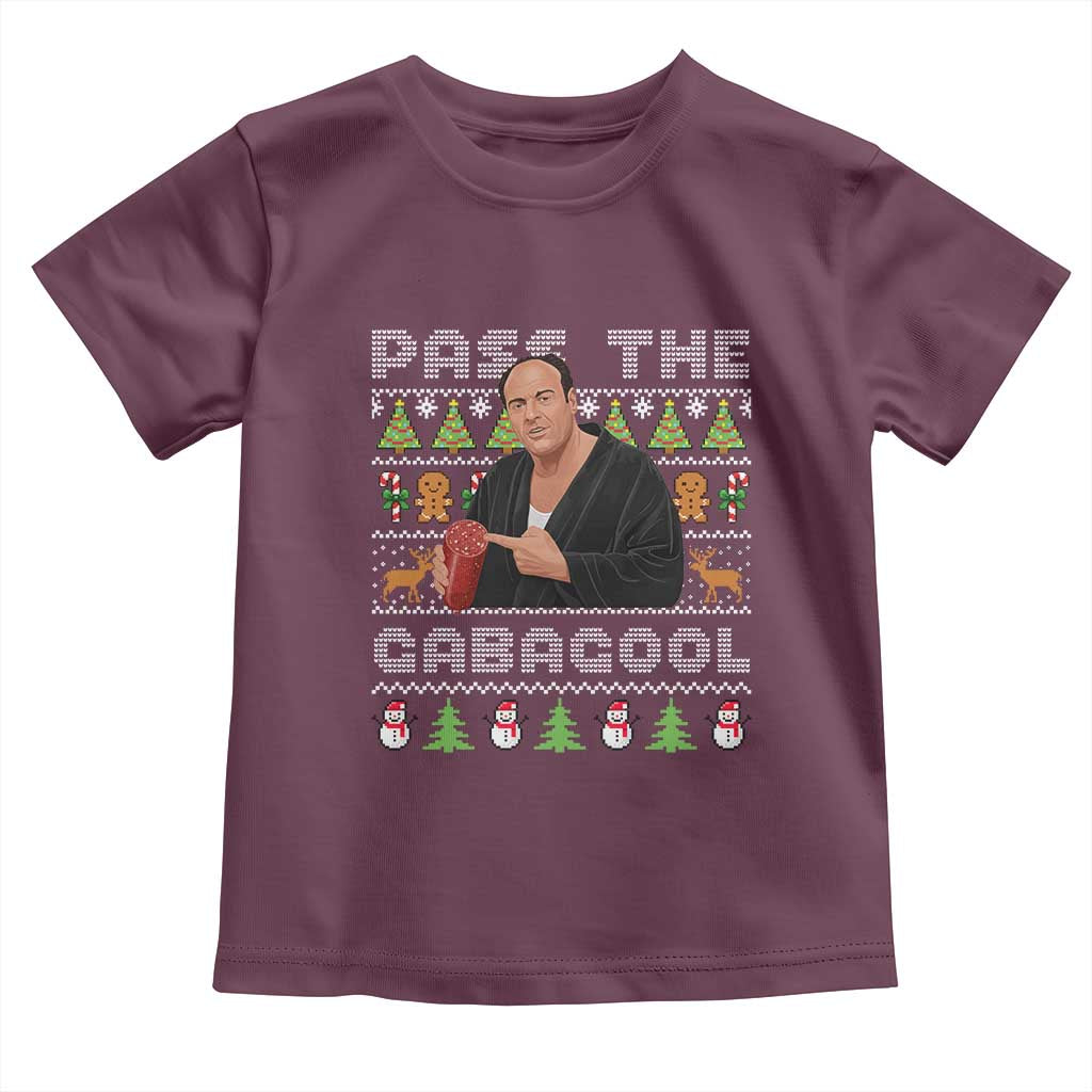 Christmas Pass The Gabagool Toddler T Shirt Retro TV Show Funny Ugly Xmas TS10 Maroon Print Your Wear