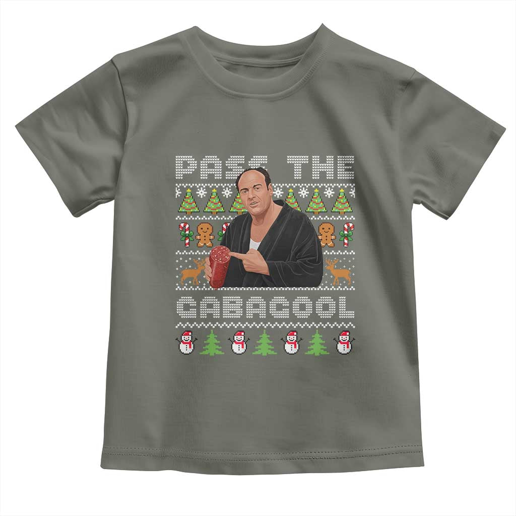 Christmas Pass The Gabagool Toddler T Shirt Retro TV Show Funny Ugly Xmas TS10 Military Green Print Your Wear