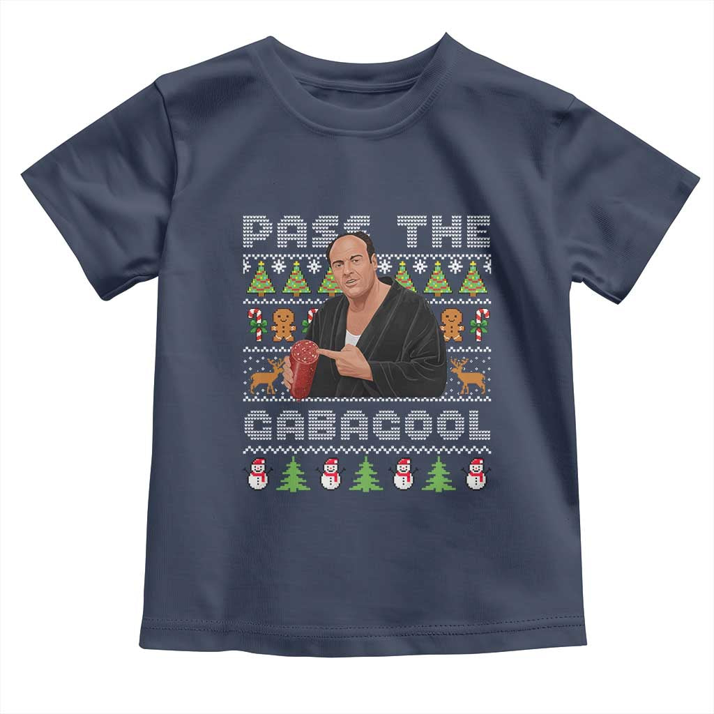 Christmas Pass The Gabagool Toddler T Shirt Retro TV Show Funny Ugly Xmas TS10 Navy Print Your Wear